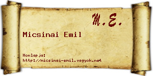Micsinai Emil névjegykártya